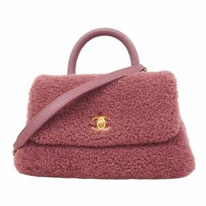 Chanel handbag with chain shoulder strap and Coco handle, purple, 2-way bag f...